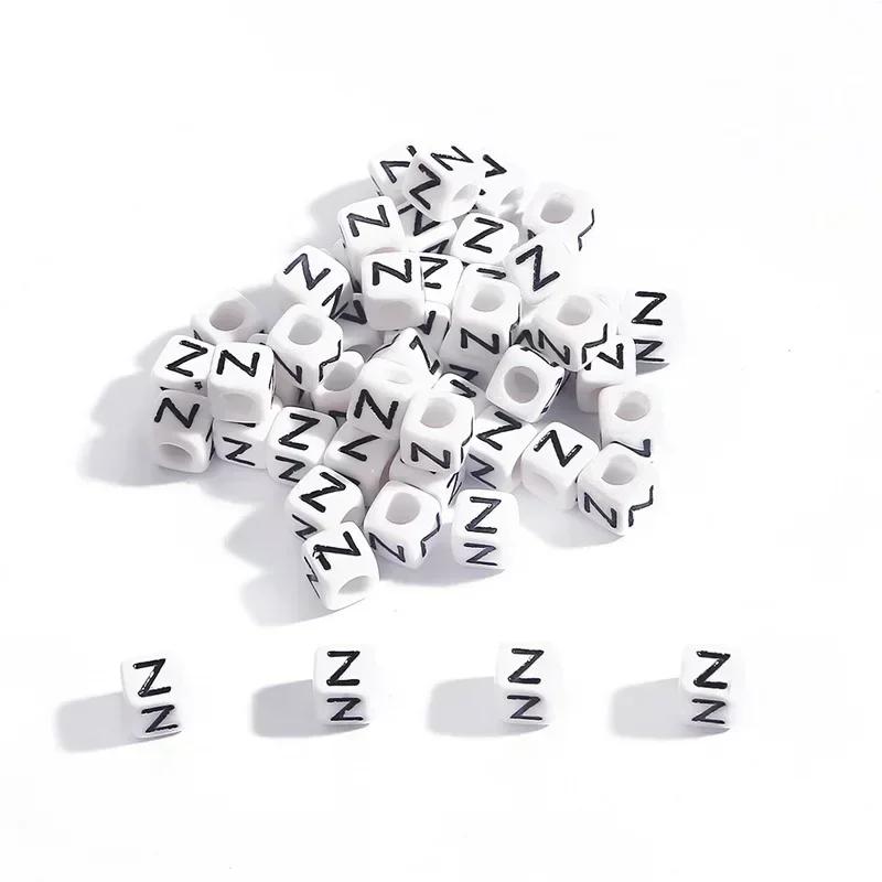 100-500pcs Acrylic A-Z Letter Bead White Square Cube Alphabet Bead for Jewelry Making Diy Bracelet Necklace Earrings Accessories