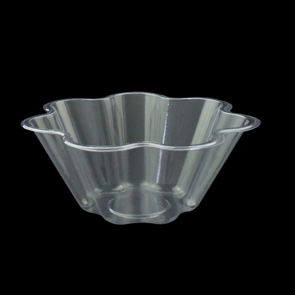 50 Pcs Disposable Ice Cream Bowls Transparent Dessert Serving Cups Flower-Shaped Sundae Cup  Bakery