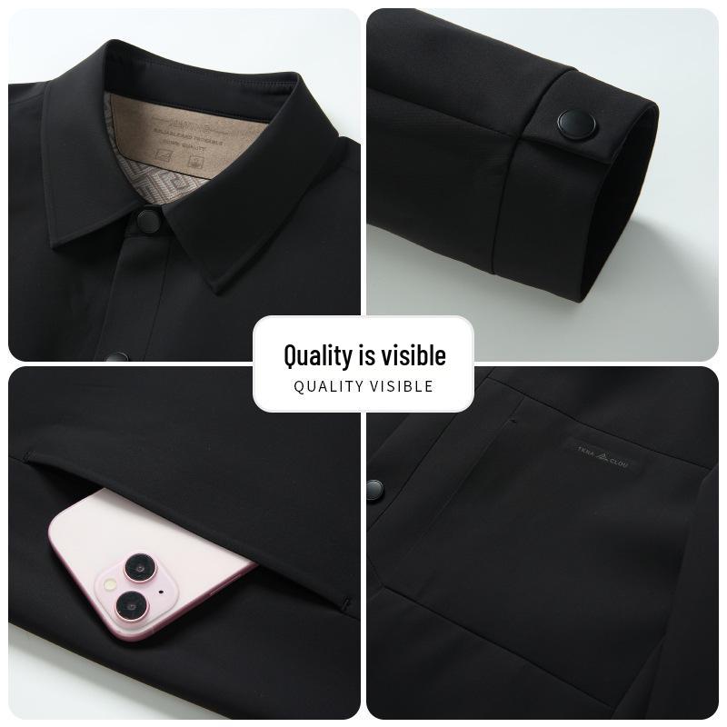 Men's Business Casual Spring Lapel Jacket - Middle-Aged Workwear Coat