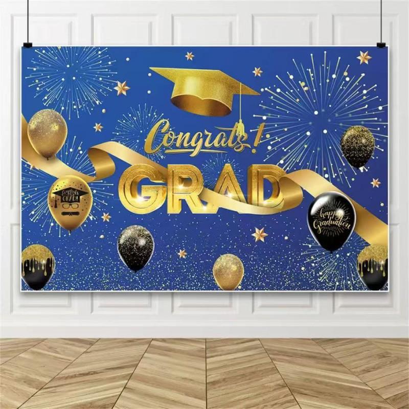 Graduation Background Cloth Black Gold Party Decoration Photo Birthday Picture Making
