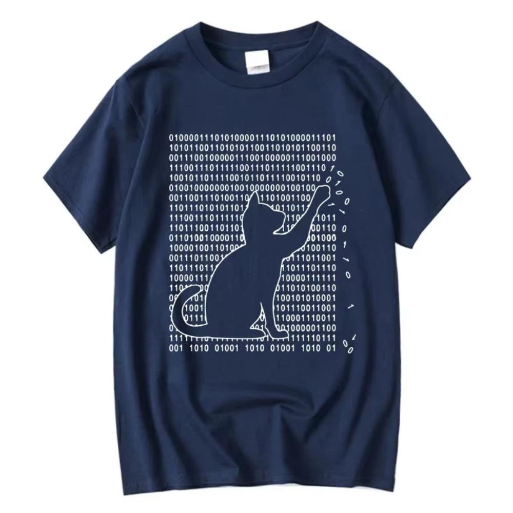 Men's High Quality T-shirt 100% Cotton Funny Cool Cat Design Print Summer Loose Short Sleeve for Men T-Shirt Male Tops Tees