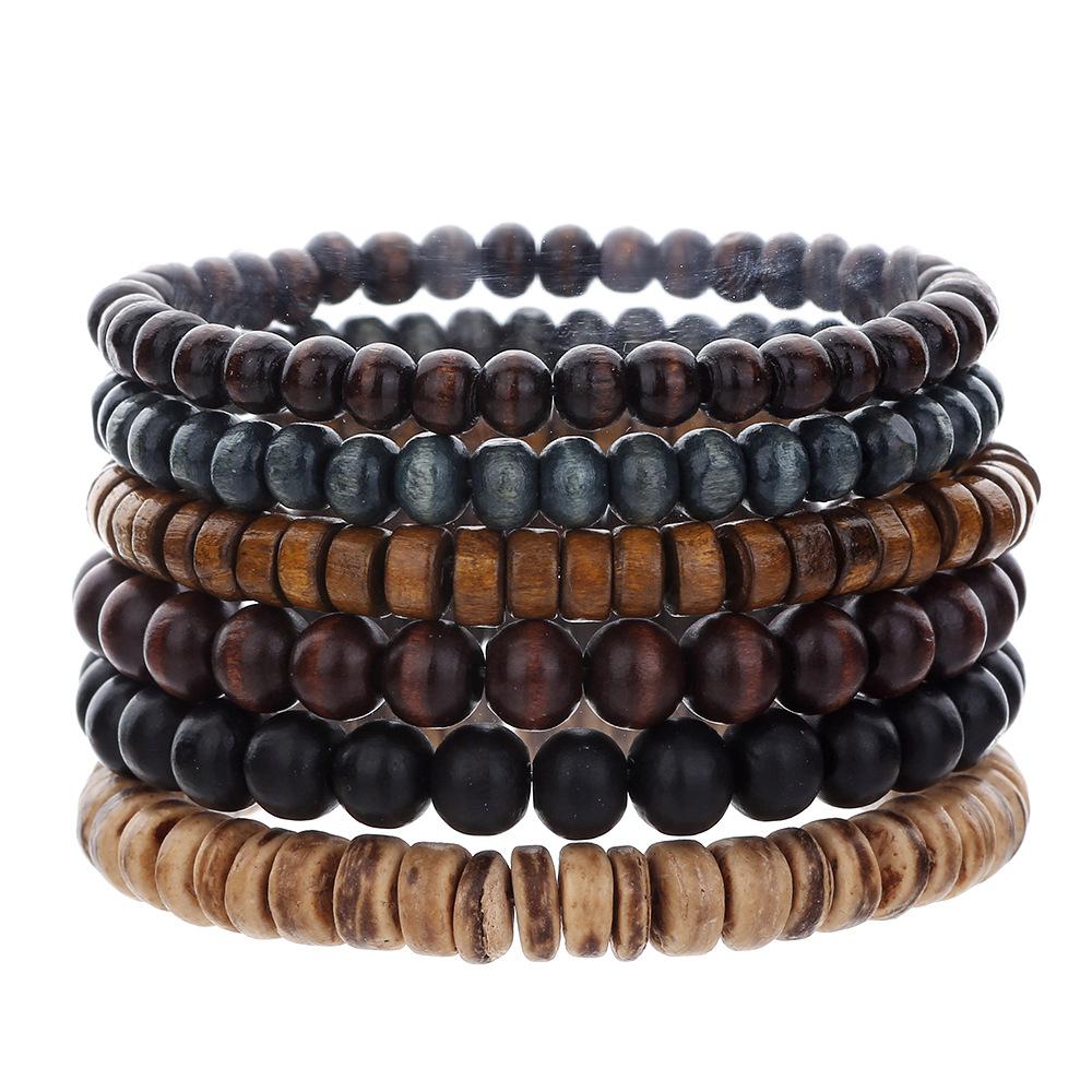 Retro Stacked Beaded Bracelet Set For Men Women Wood Stone Desinger Collection Stacking Bracelet Set Handmade Unisex Accessories