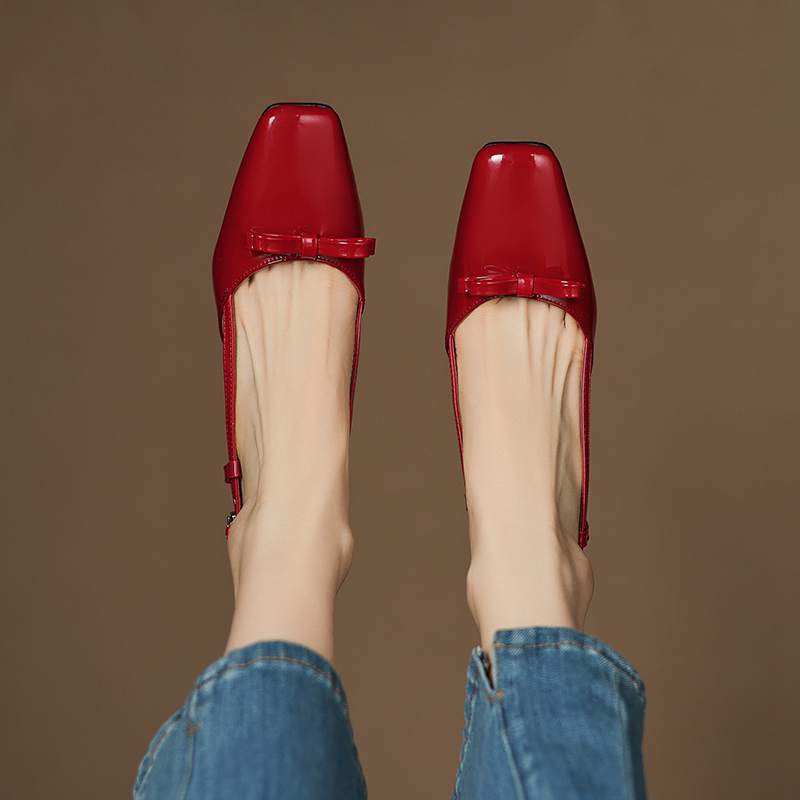 Krazing Pot Cow Skin Summer Size 42 Slingback European Design High Heels Women Superstar Square Toe Sandals