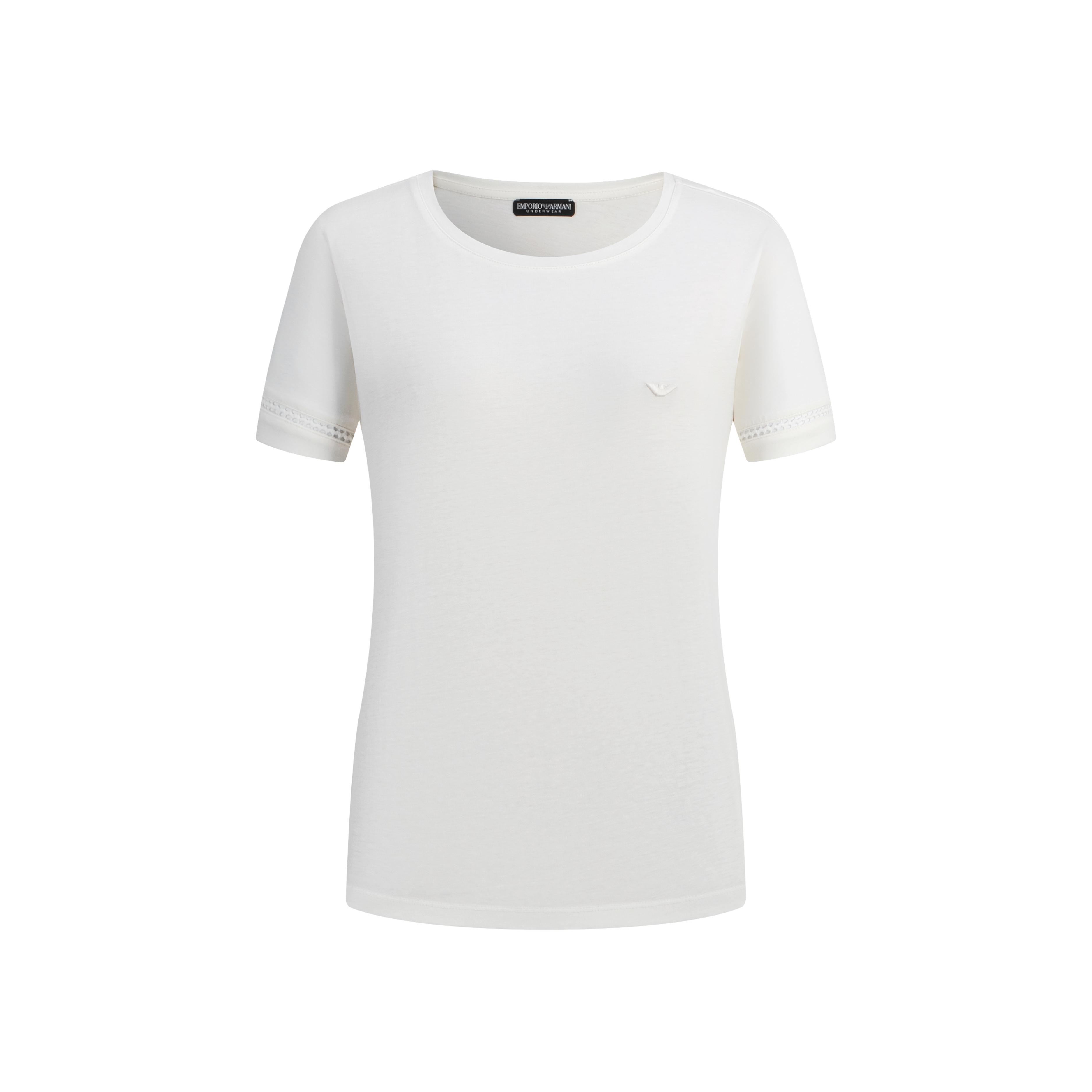 Emporio Armani Pure White Cotton Straight Loose Cut T-Shirt Women tops EW003044-AF19039-U1131 XS