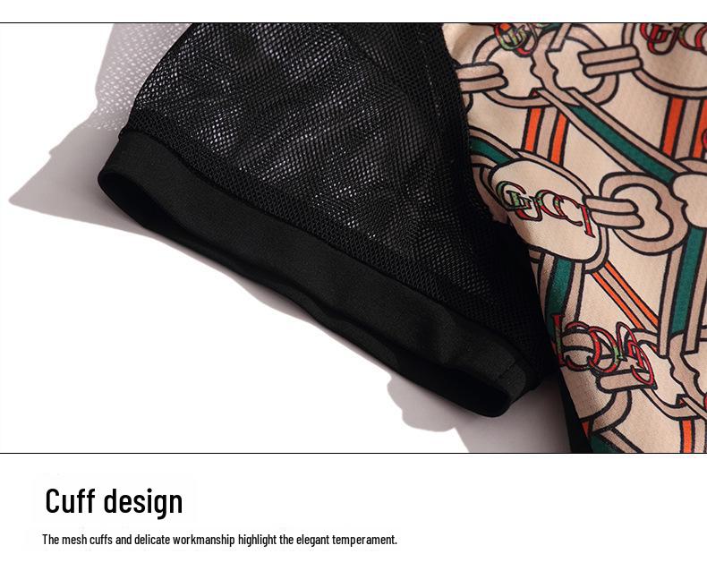 Summer 2023 Women's Mesh Splicing Short-Sleeve Cropped Pants Set - Fashionable Large Size Mother's Suit