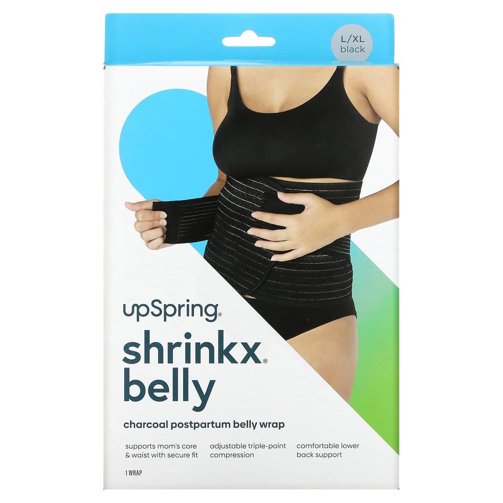 Shrinkx Belly, Postpartum Abdominal Wrap with Bamboo Charcoal Fiber, Size L/XL, Black