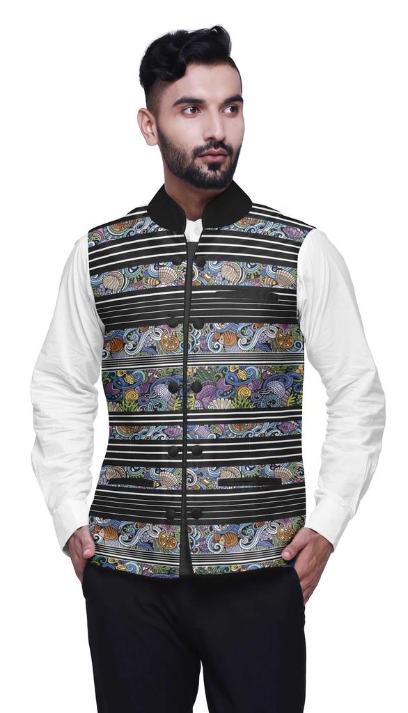 Atasi Artistic Printed Wedding Jackets For Men Nehru Jacket Waist Coat For Wedding & Festive