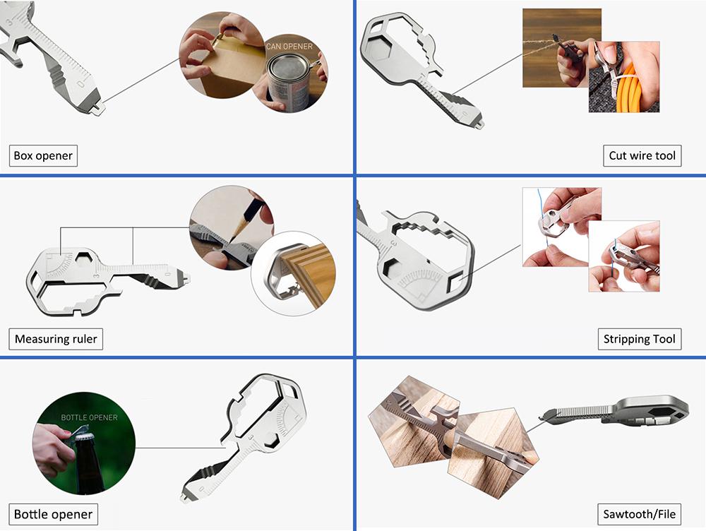 24-in-1 Keychain Multi-function Portable Key Tool Versatile Outdoor Mini Tool Stainless Steel Screwdriver Bottle Opener Outdoor Camping Home Repair