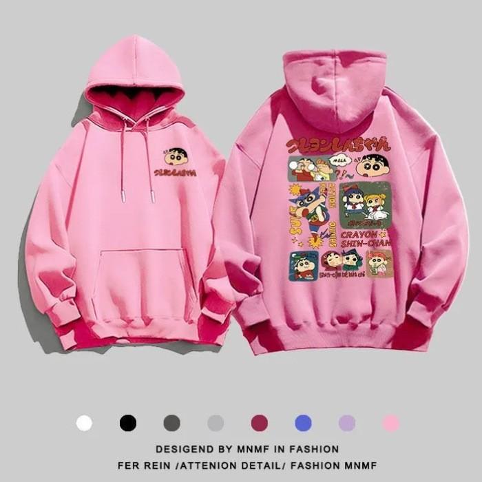 Autumn and winter cartoon crayon small print hooded sweater couple long-sleeved loose casual jacket