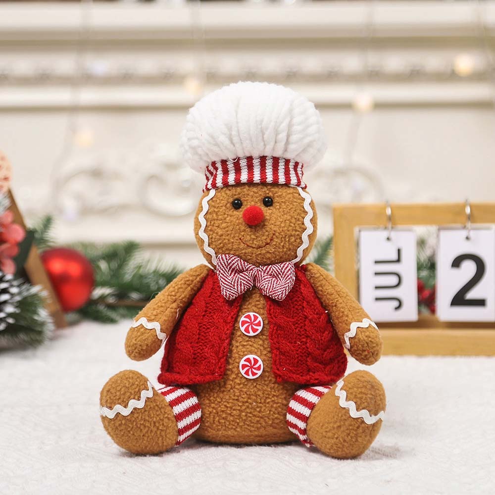 Christmas Decor Doll Cartoon Sitting Position Gingerbread Figure Tabletop Children Gift Party Holiday Decor Props Christmas