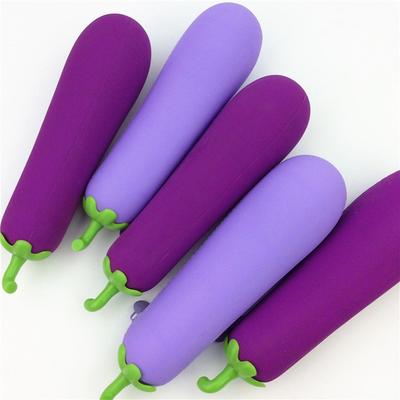 Eggplant Bean Shaped Pen Case Silicone Pencil Bag Students Primary Secondary School Stationery Case