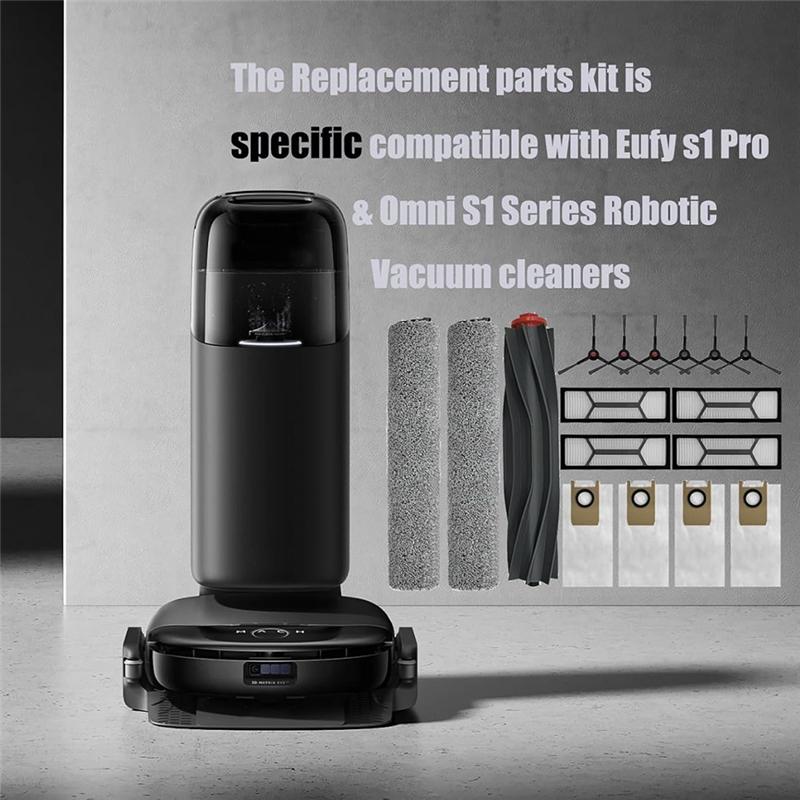 Promotion!S1 Pro Replacement Parts Accessories Vacuum Main Brush X1,Side Brush X6, Washable Filter X4 Dust Bag X4, Rolling Mop X
