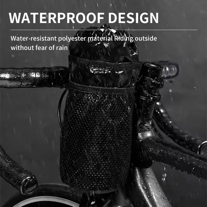 Bicycle Bottle Holder Thermal Bag with Mesh Pocket Coffee Cup Holder Handlebar Stem Cycling Water Bottle Carrier Bag