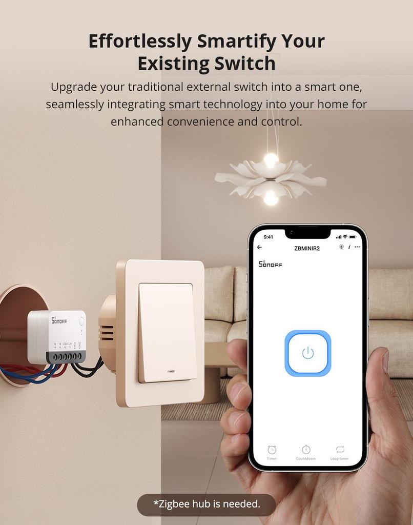 SONOFF ZBMINIR2 Zigbee 3.0 Smart Switch with Mobile Control (Requires Zigbee Gateway)