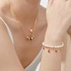 Exquisite Red Maple Leaf Enamel Gourd Multi-Pendant Pearl Double-Layer Chinese Bracelet Gift