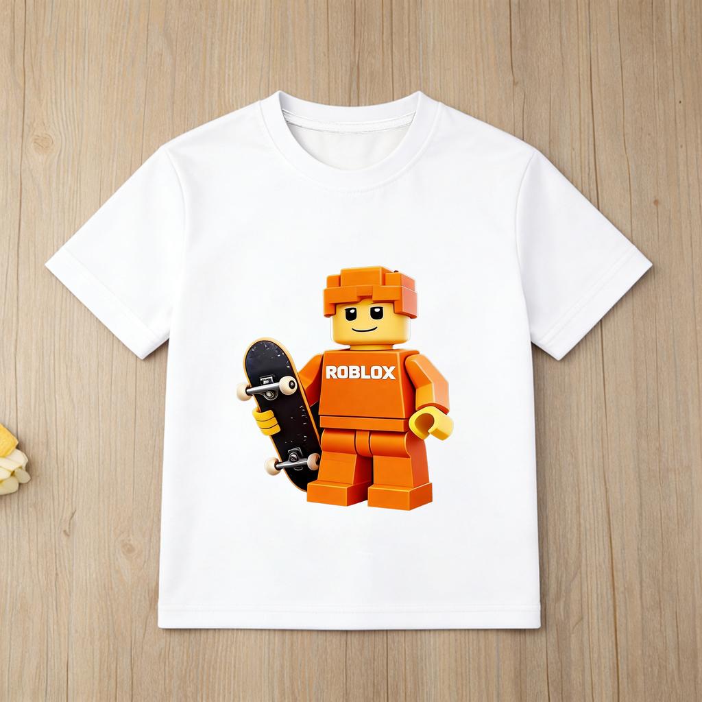 Kids Roblox Game TShirt Cartoon Skateboard Print Short Sleeve Cotton Tee Boys Girls Casual Summer Tops
