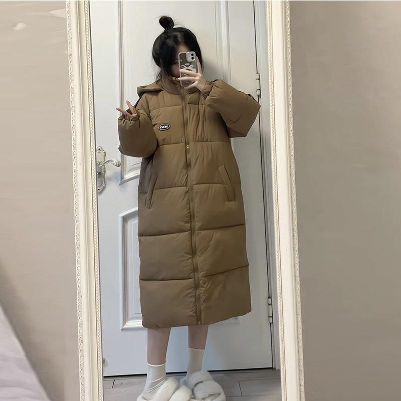 Loose women's cotton clothes medium and long academic style thickened over the knee bread clothes jacket couple casual fashion