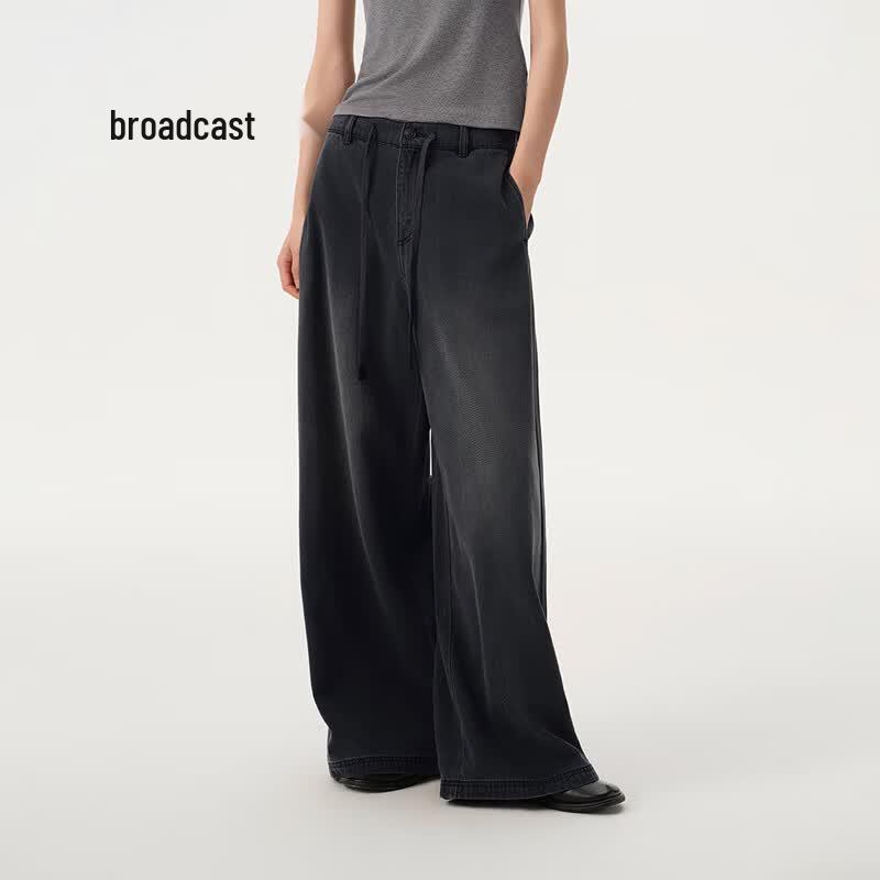 Women s Distressed Washed Wide-Leg Jeans S