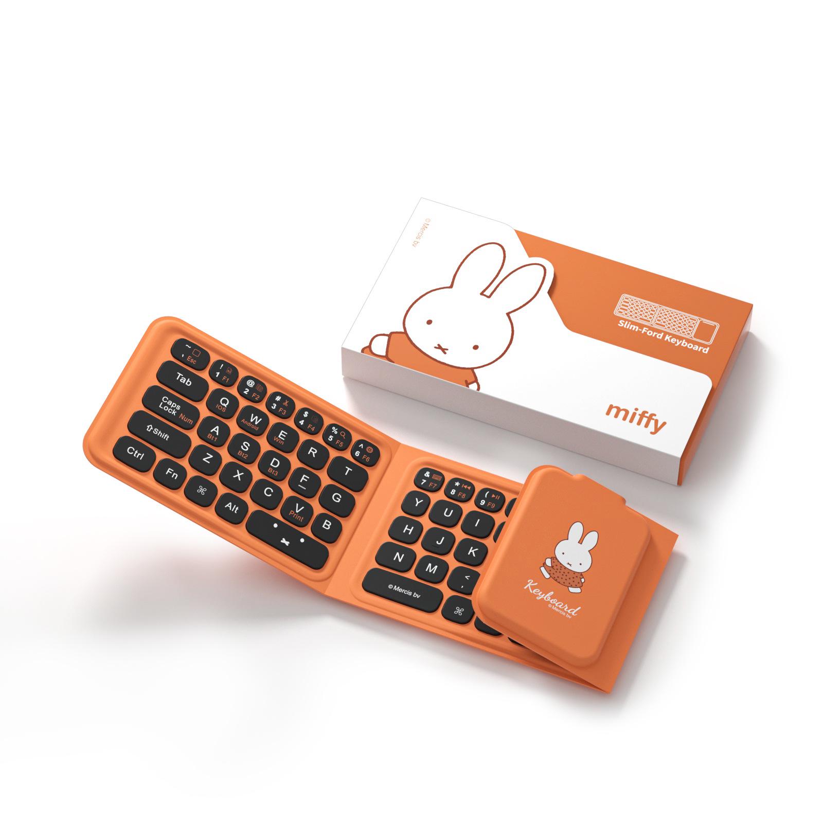 

Miffy Ultra-Thin Silent Bluetooth Keyboard: Portable, Mini, Three-Fold Design for Mobile Devices & Tablets. оранжевый
