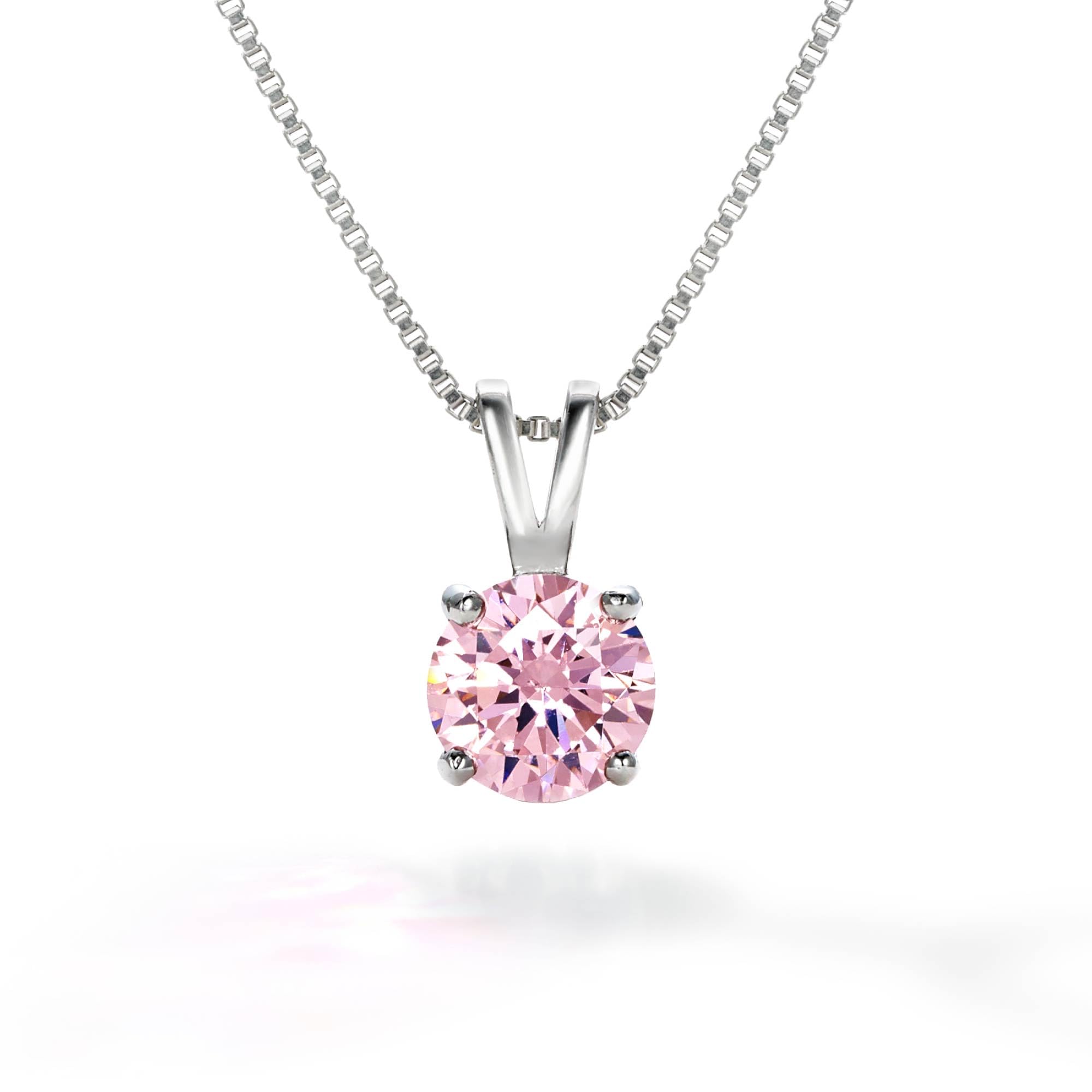 

Gift from New York 1.25ct Platinum-Plated Solitaire Necklace for Women, Pink, 925 Sterling Silver, Hypoallergenic, Gift for Women