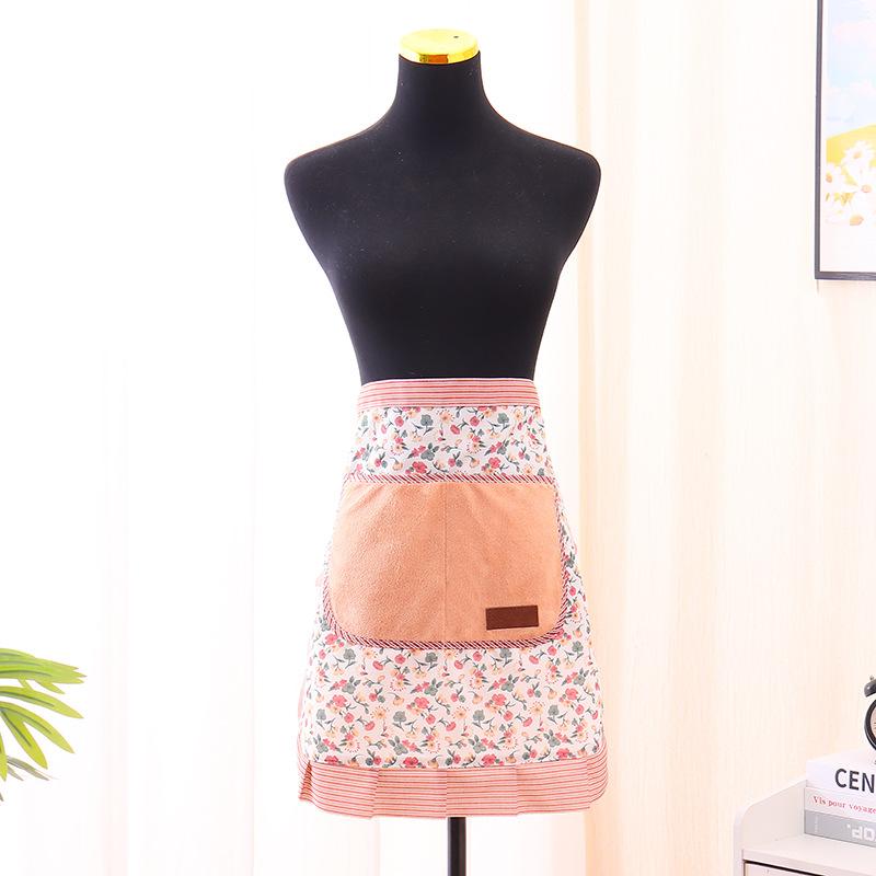

Simple floral half-body apron women s kitchen household work clothes anti-fouling and wear-resistant cooking half-waist бордовый