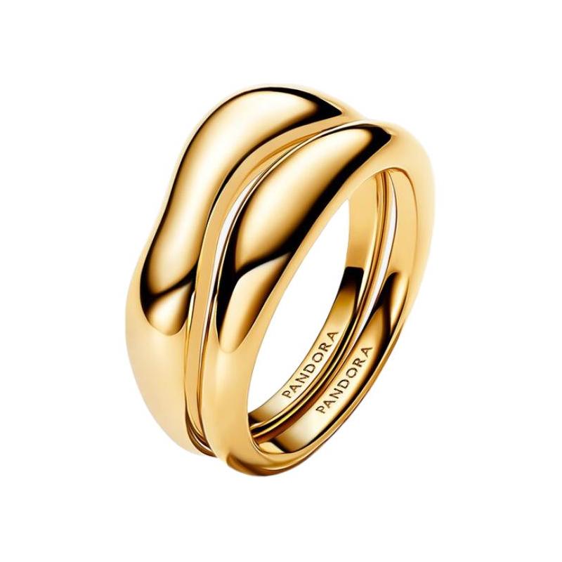 Pandora Organic shape design 14k gold metal ring women s gold gold 56