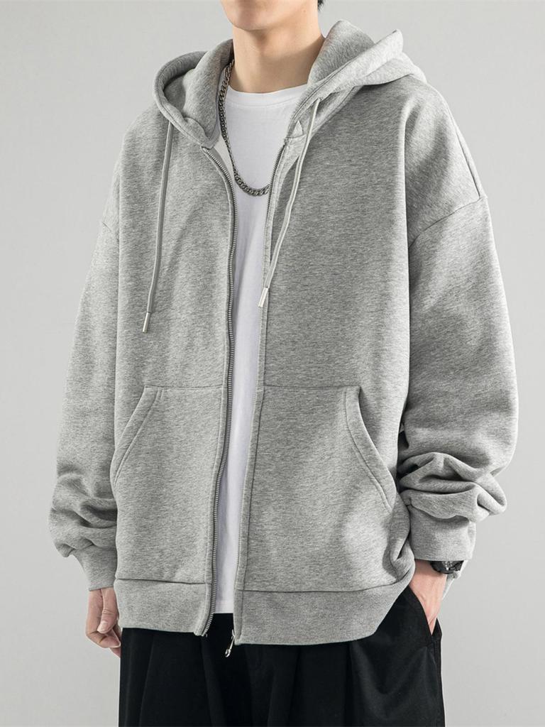 Men's Autumn/Winter Pure Cotton Cardigan Hoodie - American Trend, Hong Kong Style, Loose Heavyweight Jacket