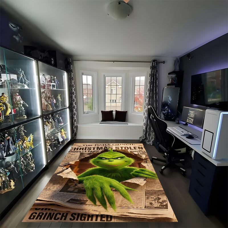 Grinch Printed Carpet, Rug for Office Chair Living Room Bedroom Kitchen Room Decor Gifts.
