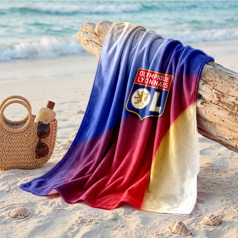 Lyon FC Baskılı Mikrofiber Plaj Havlusu Hızlı Kuruyan Emici Büyük Havlu Plaj Yüzme Seyahat İçin