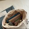 Large Capacity Rectangular Single Shoulder Bag Korean Style Commuter Tote Handbag for Women Lightweight Casual Cotton
