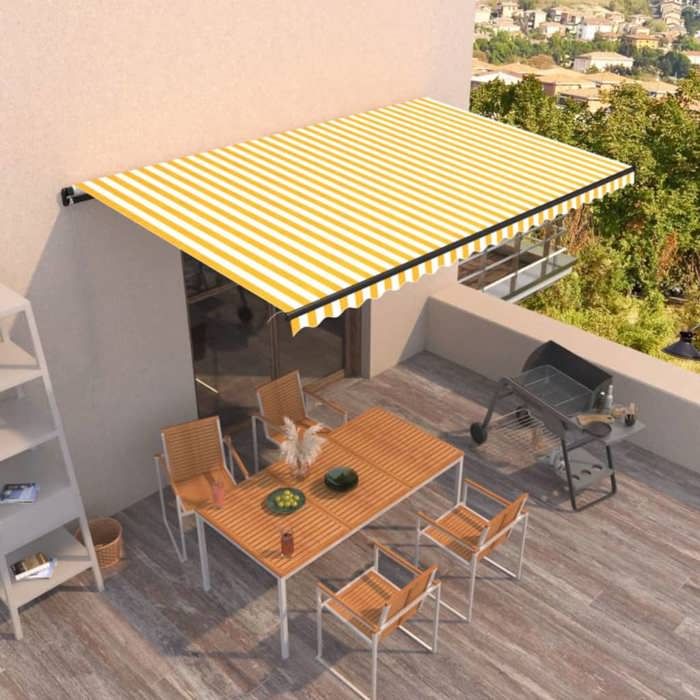 Exclusive House - Manual Retractable Awning 500x300 Cm Yellow and White