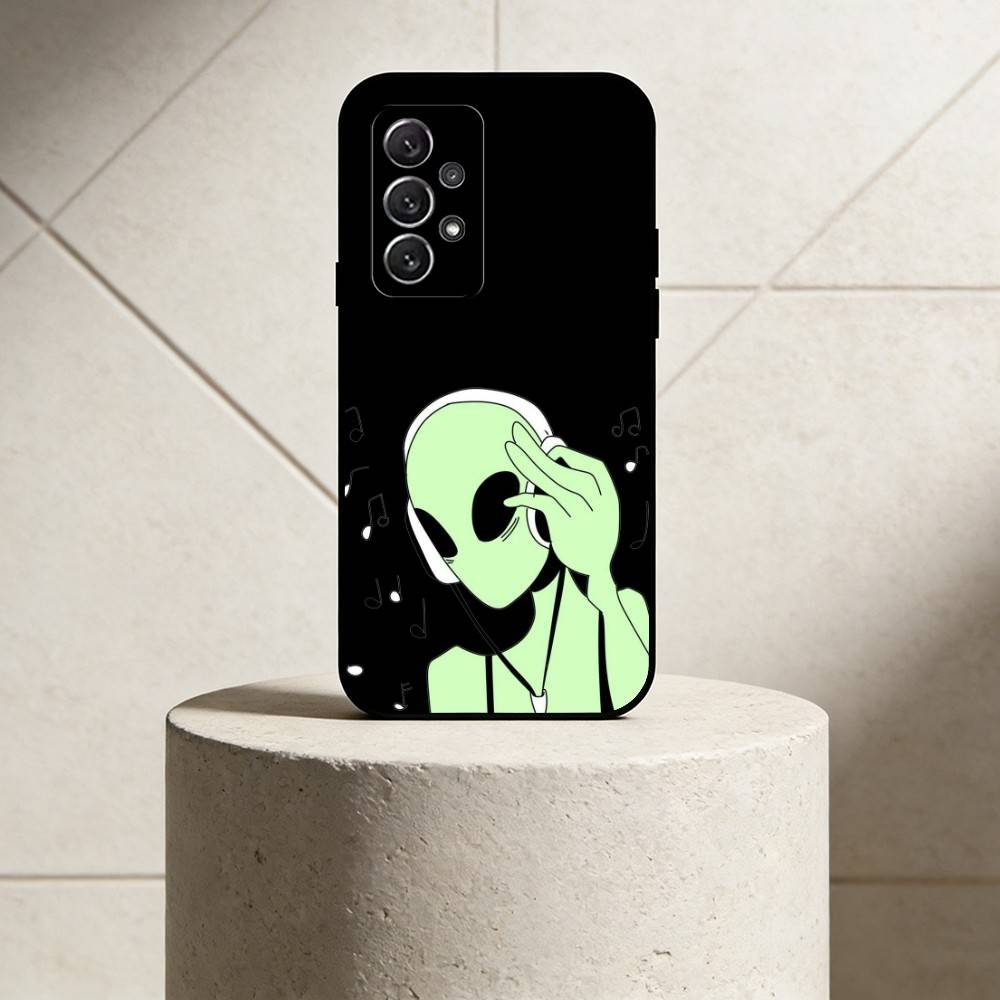 

Зеленый инопланетный чехол для телефона G-Green для Samsung S25,24,21,22,23,30,Ultra,20,Plus,Fe,Lite,Note Мягкая черная крышка Samsung S205G