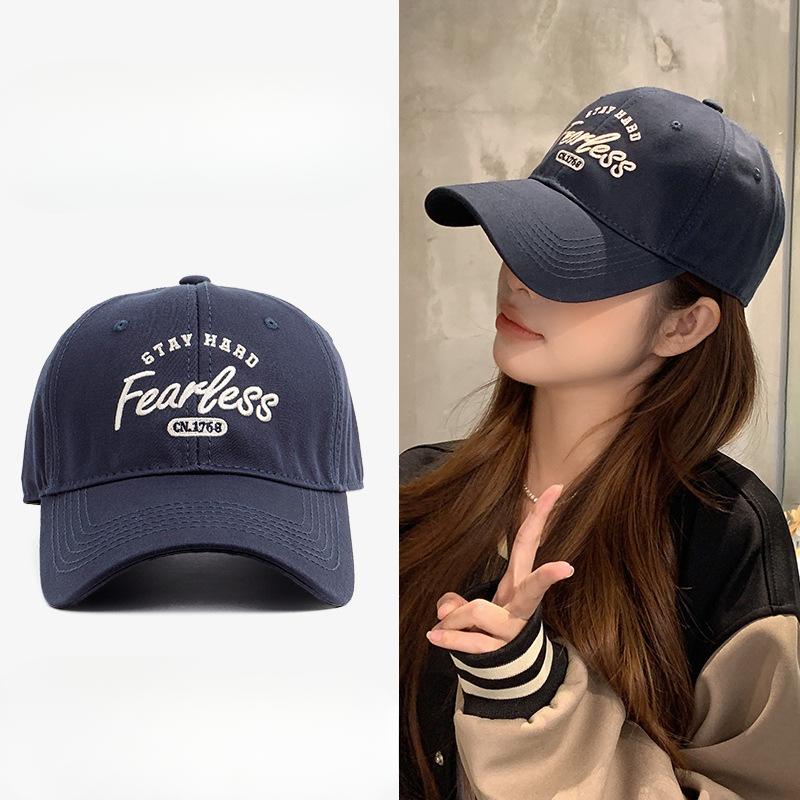 Baseball Cap Men and Women's New Hat Hard Top and Deep Wide Hat Brim Big Head Circumference Showing Small Solid Color Baseball Cap