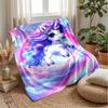 Unicorn with Rainbow Hair in Galaxy Theme blanket Lightweight Warm Flannel Blanket Decorative Throw Blanket for Home Decoration
