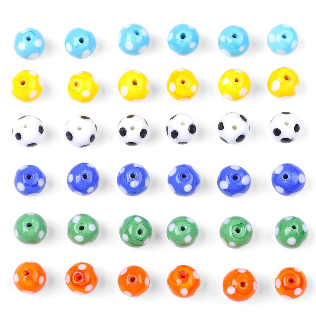2Pcs Hand Fired Dots Round Colored Glass Beads For DIY Necklace Bracelet Earrings Jewelry Making Craft Accessories