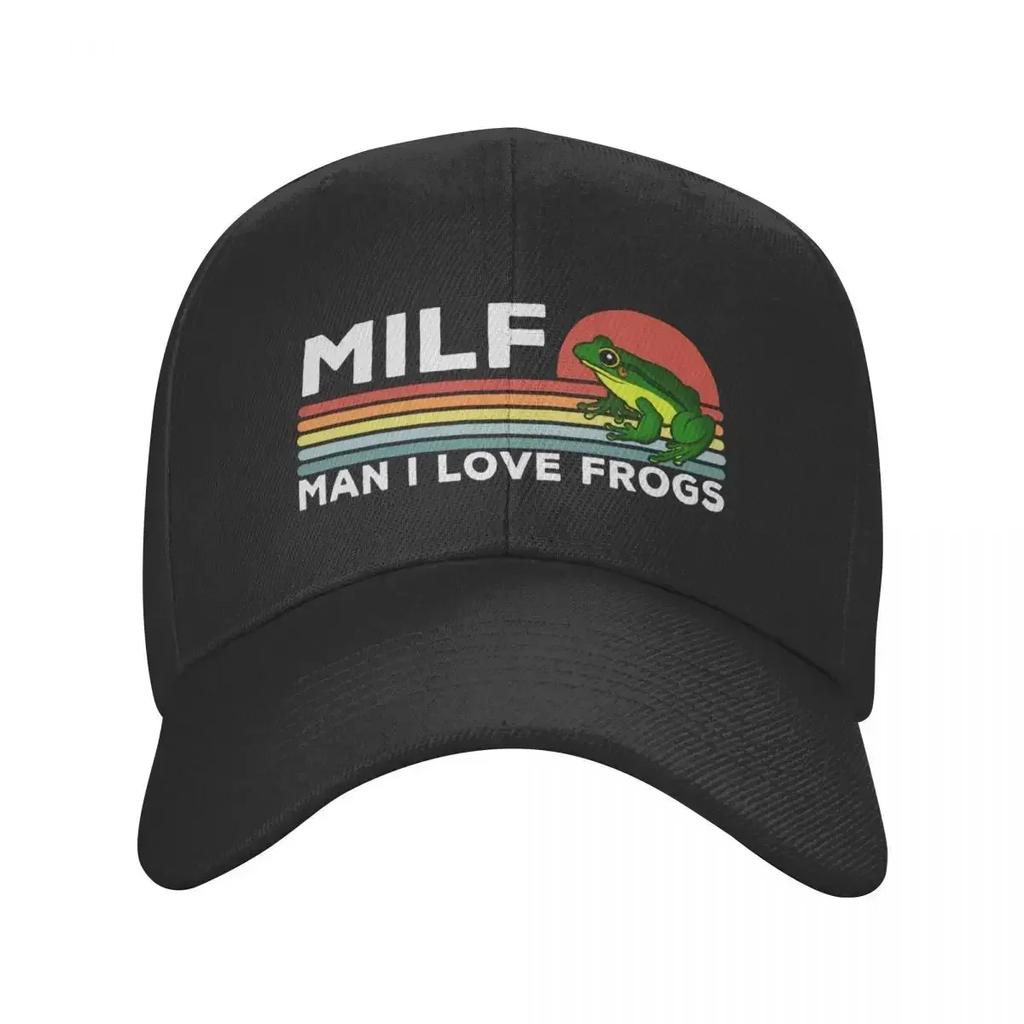 Individuelle Milf Unisex Ich Liebe Frösche Baseballkappe Unisex Damen Verstellbare Papa Mütze Streetwear Snapback Kappen