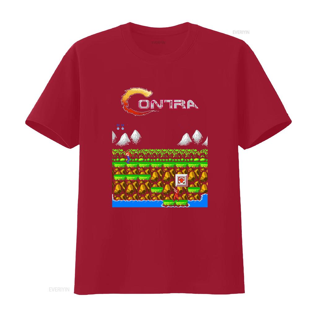Contra gryzor stage 1 NES Famicom hra 8bitová obrazovka Tričko Arkádová klasika vintage retro design všechny velikosti vintage Vyprané