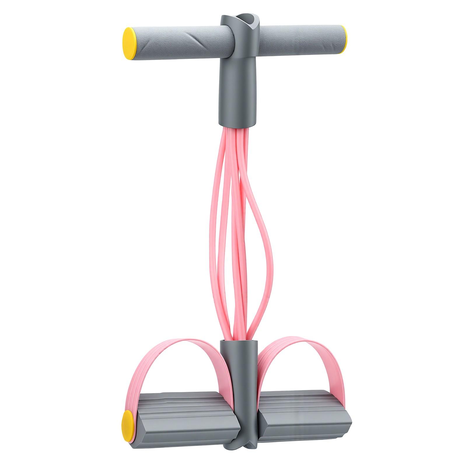 6 Tube Foot Resistance Band with Handles Yoga Exercise Strength Training Multifunction Pedal Resistance Band Pink