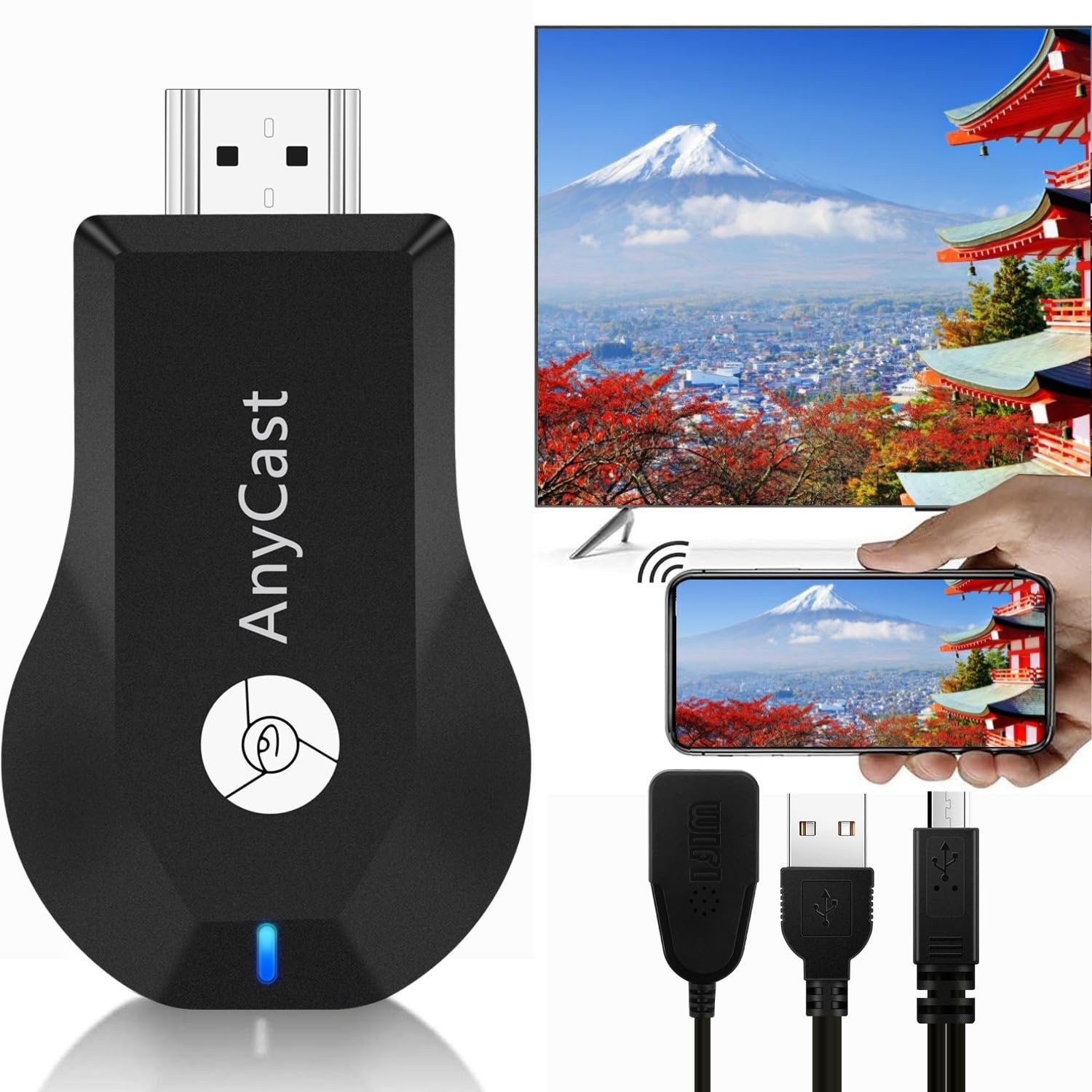 

HDMI Mirror Cast MEEKI Genuine Wireless Mirroring Chrome Cast 4K Отображение экрана вашего мобильного телефона на телевизоре Видеоигры HD1080P ТВ-выход Без задержки времени и звука