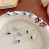 Korean Cartoon Halloween Bunny Earrings Set: Cute Small Sweet Silver Studs for Women