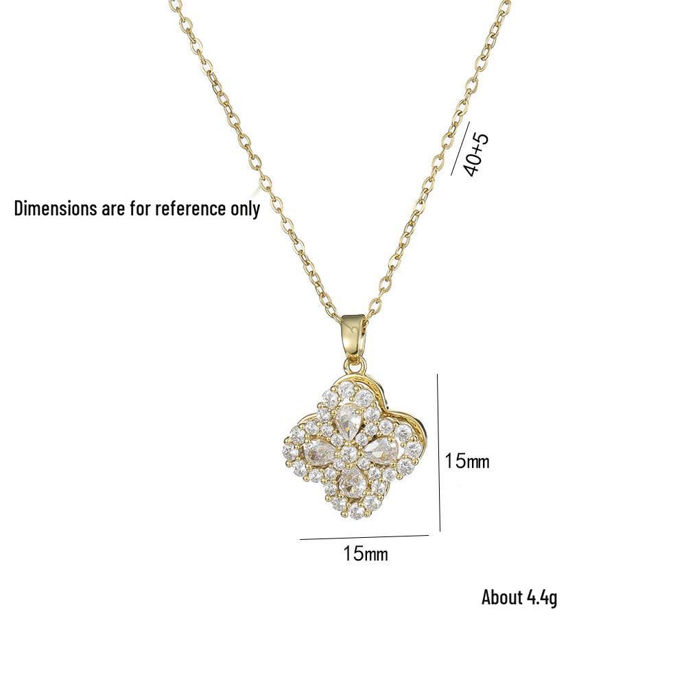 Women's Heart Zircon Flower Pendant - Elegant New Design Titanium Steel Necklace