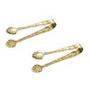 Mini Tongs with Clips, Stainless Steel, for Sugar Cubes, Ice, and More (Pont Du Monde) (Set of 2) (Gold)