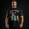 Gym Bears Cotton TShirt Retro Casual Mens Fitness Muscle Workout Black - Men's Summer Cotton Graphic Tee