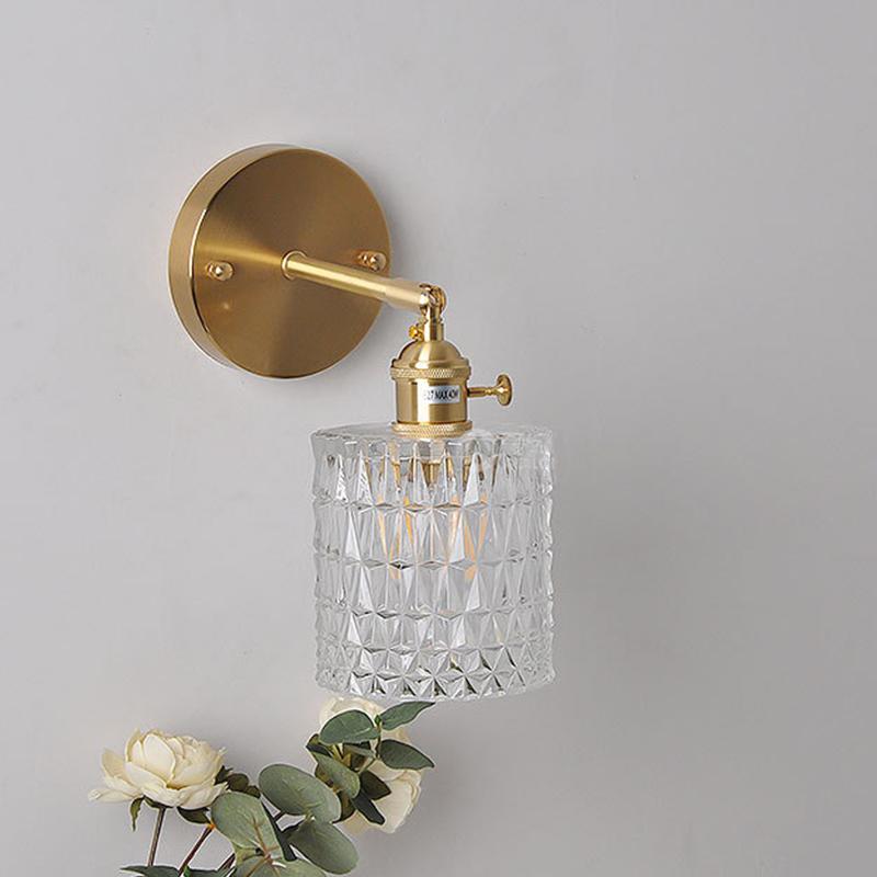 Cylindrical Japanese Retro Brass Wall Lamp Modern Nordic Bedside Wall Lamp Simple Bathroom Mirror Mirror Headlight