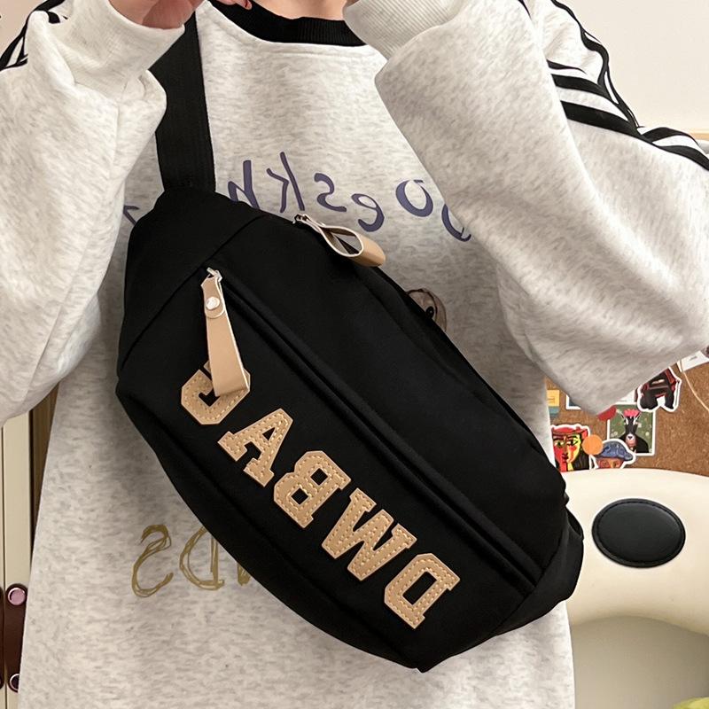 American Retro Trendy Breast Bag Men's Casual Versatile Large Capacity Sliver Bag Sports Riding Nylon Versatile Waist Bag Women