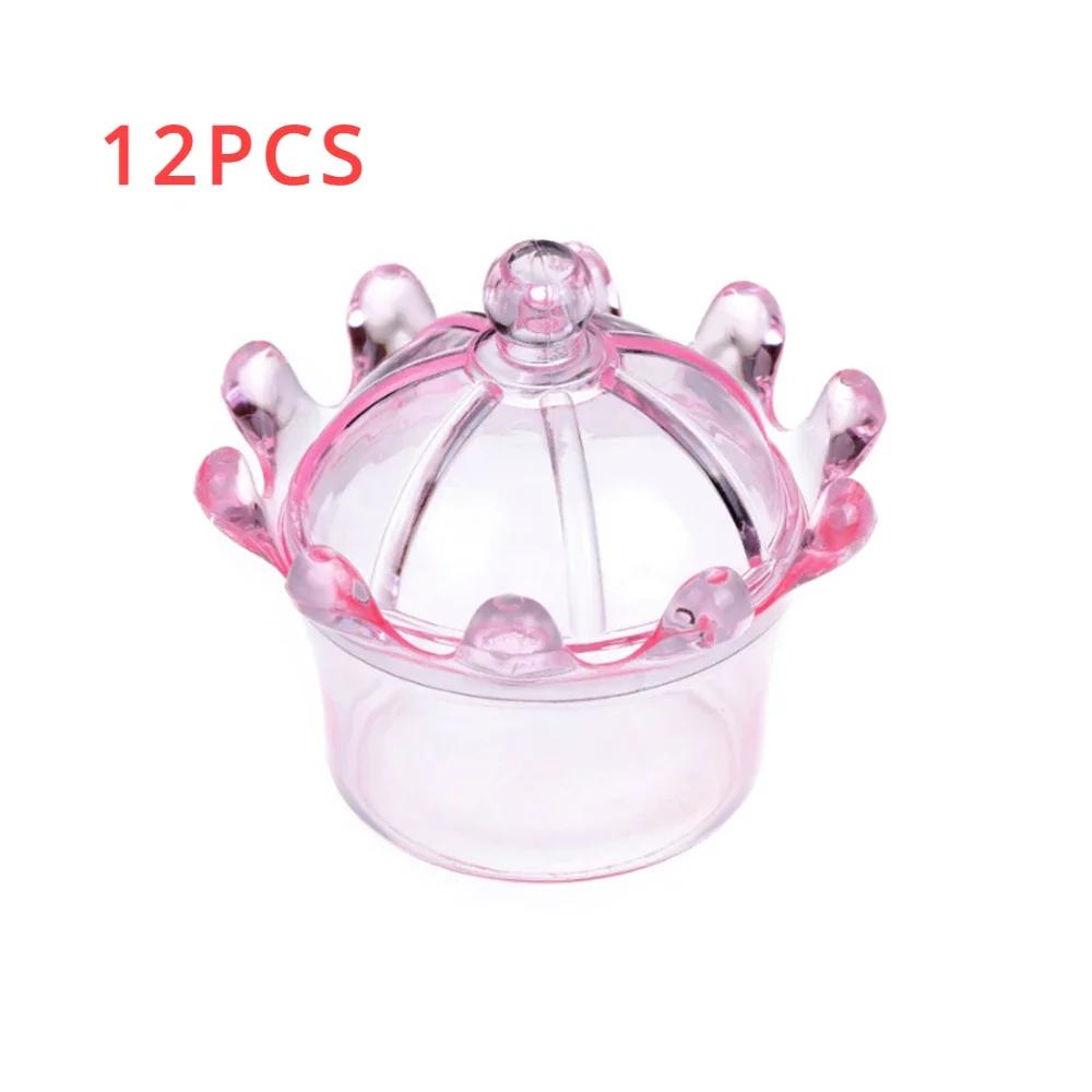 12pcs/lot Transparent Plastic Candy Boxes Crown Shape Church Shape Large Capacity Party Supplies Festival Supplies