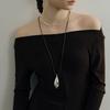 Customized Elegant Double-Sided Leaf Pendant Necklace - Versatile Textured Sweater Chain