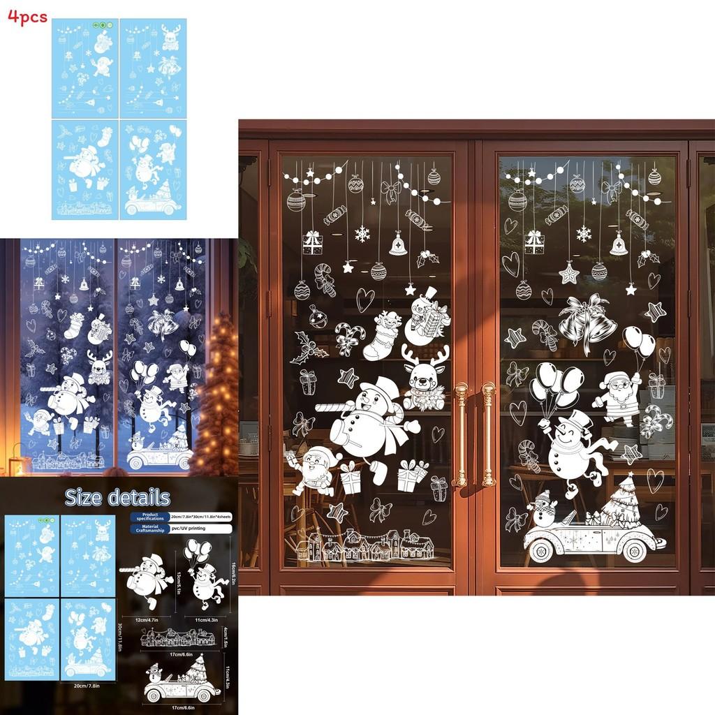 Christmas Static Cling Window Decals With White Christmas Snowman For Holiday Decor
