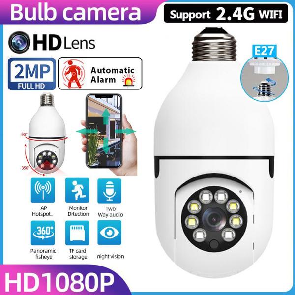 200W 2MP 1080P Panoramic Surveillance 2.4&5Ghz Wfi E27 Bulb Camera Automatic Body Tracking 4x Digital Zoom Video Security Monitor