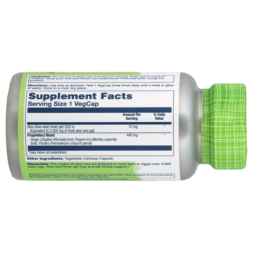 Solaray Aloe Vera Gel Concentrate Veggie Capsules, 100 Count